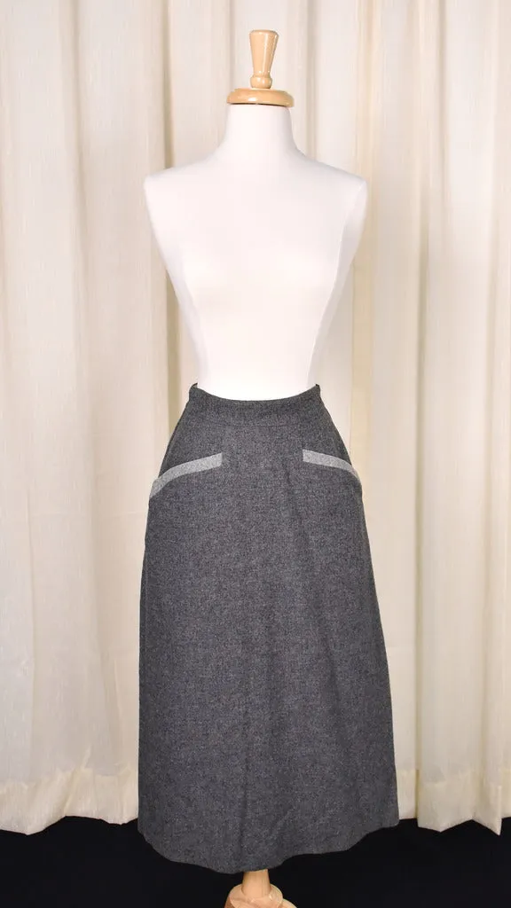 1940s Vintage Gray Contrast Skirt