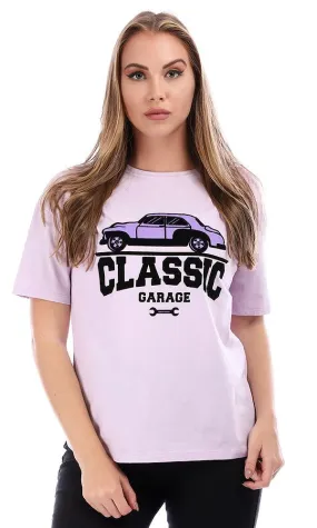 94876 "Classic Garage" Slip On Cotton T-Shirt - Lilac