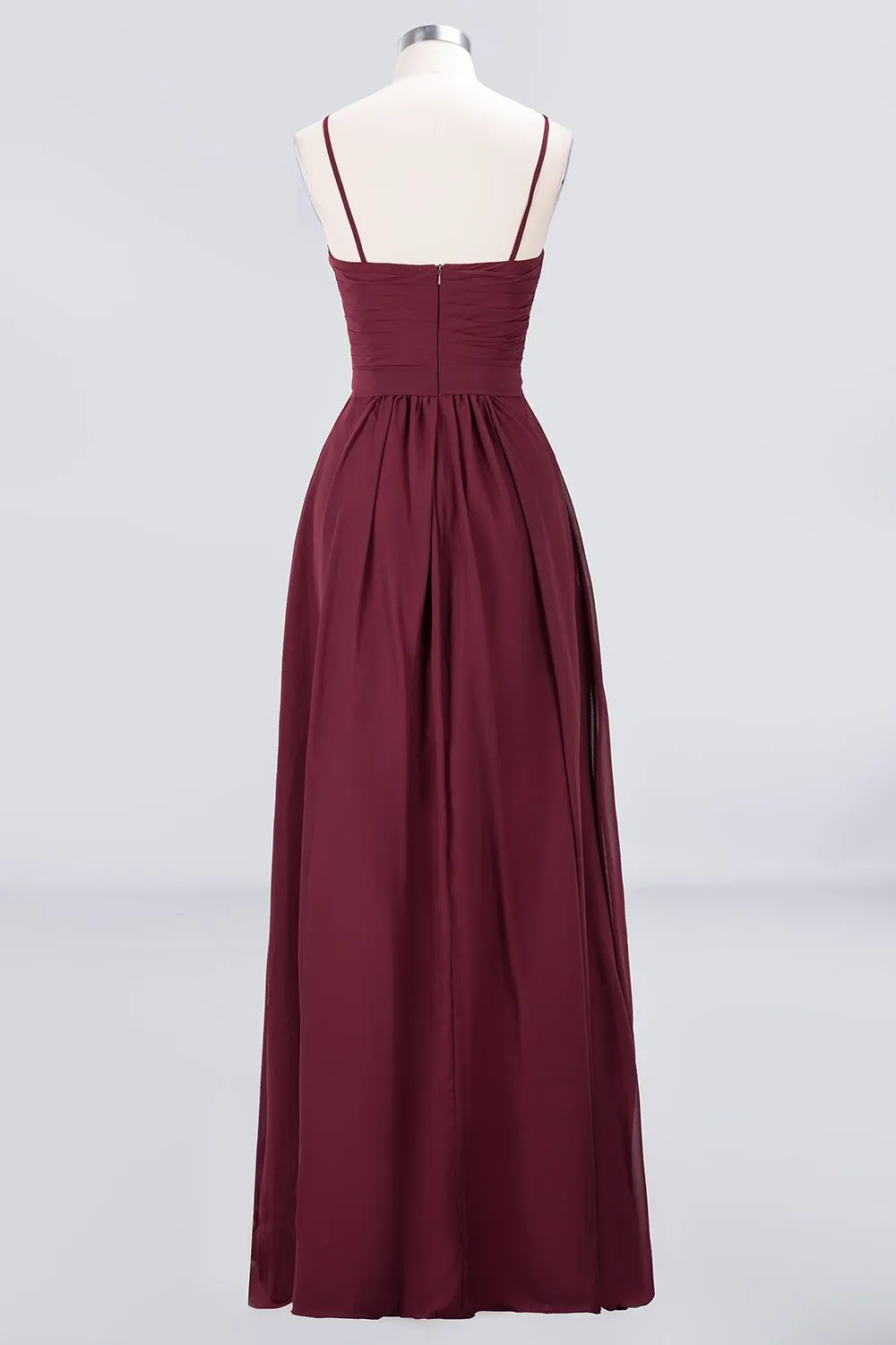 A-Line Chiffon Sweetheart Backless Long Bridesmaid Dress with Ruffles