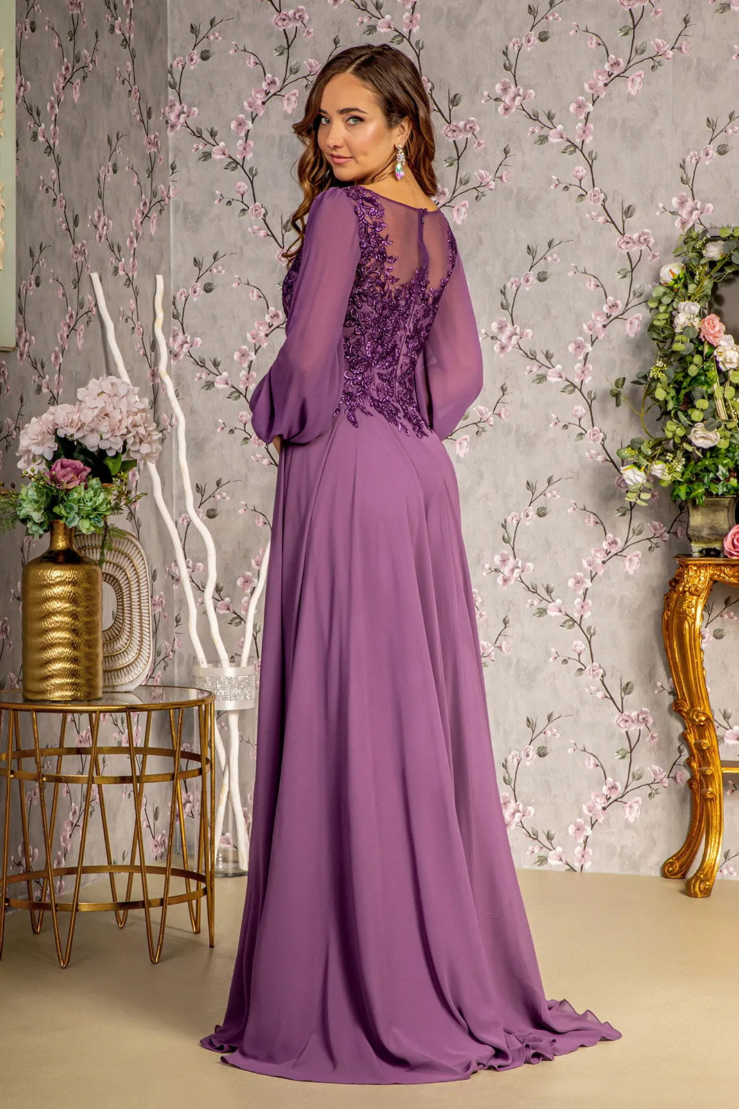 A Line Long Formal Mother of the Bride Dress