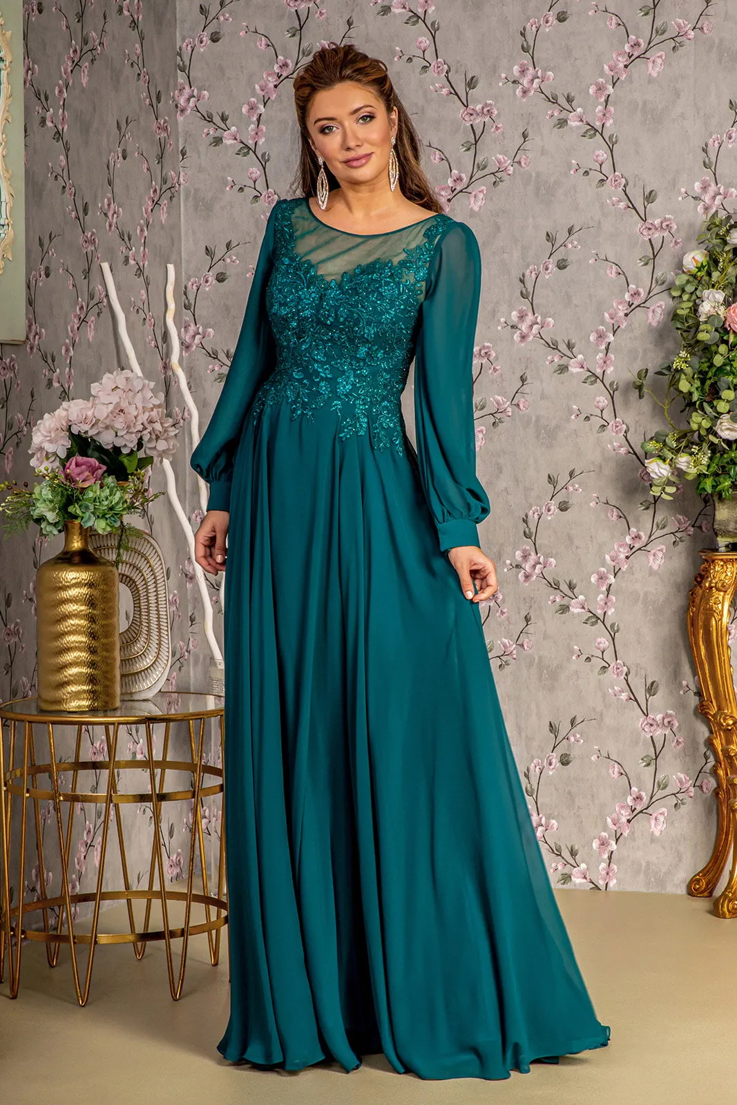 A Line Long Formal Mother of the Bride Dress