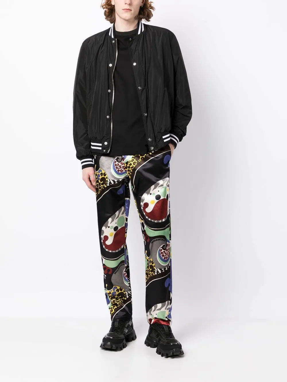 Abstract-Print Straight-Leg Trousers