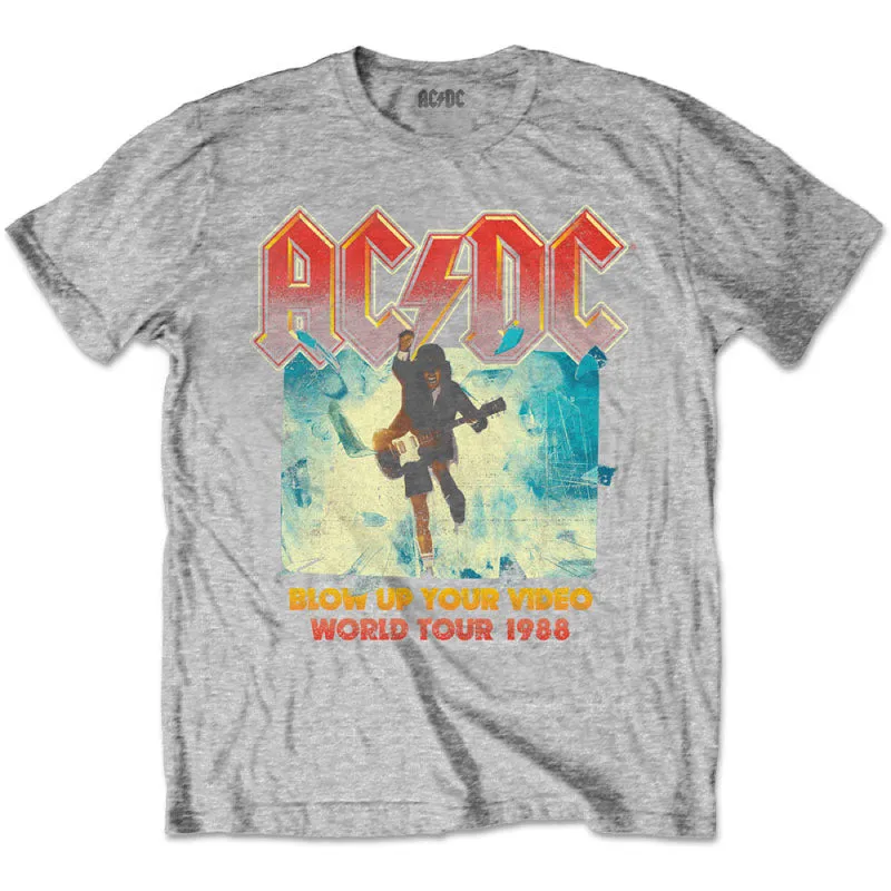 AC/DC Kids T-Shirt - Blow Up Your Video World Tour 1988 - Grey T-Shirt