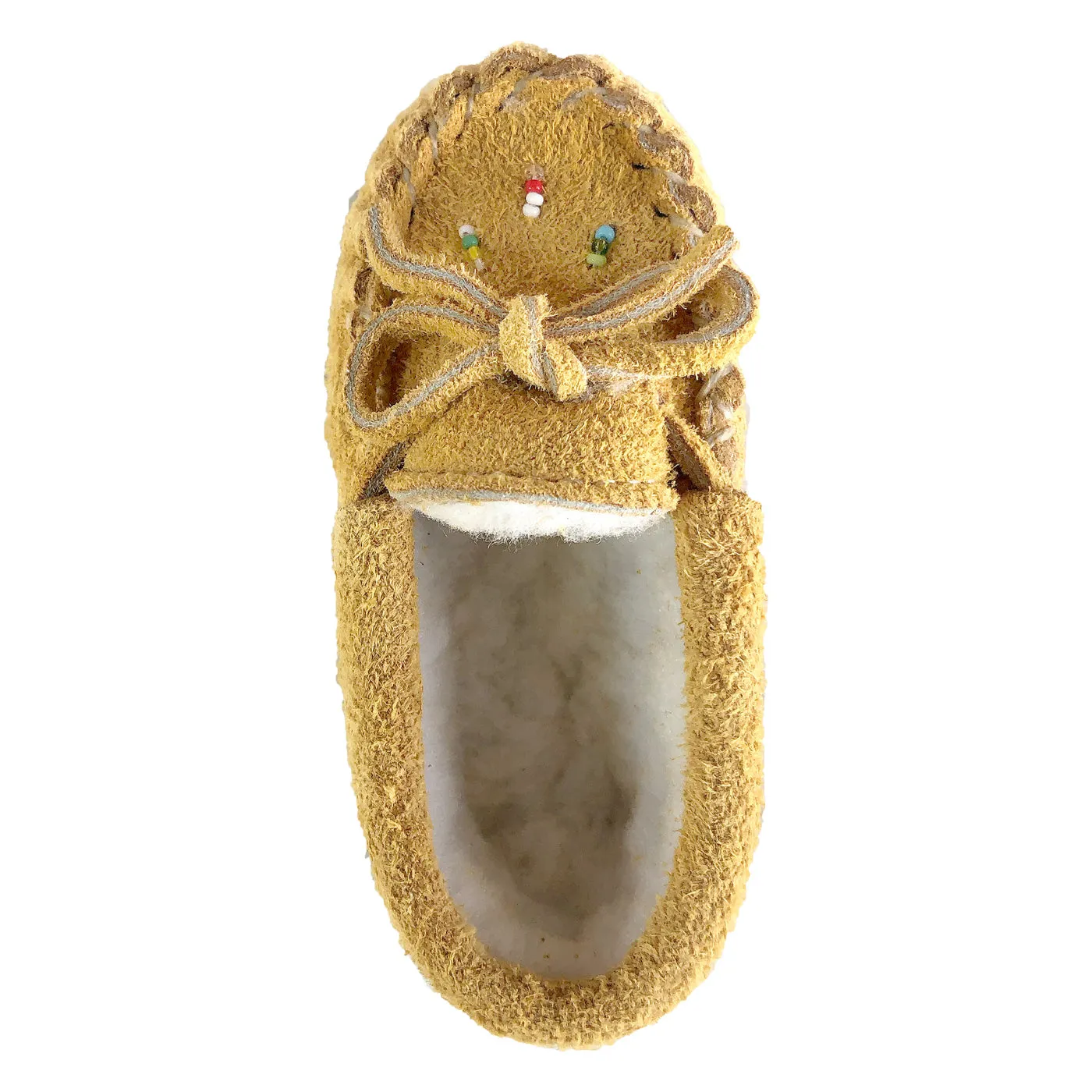 Baby Moose Hide Suede Fleece Lined Beaded Moccasins