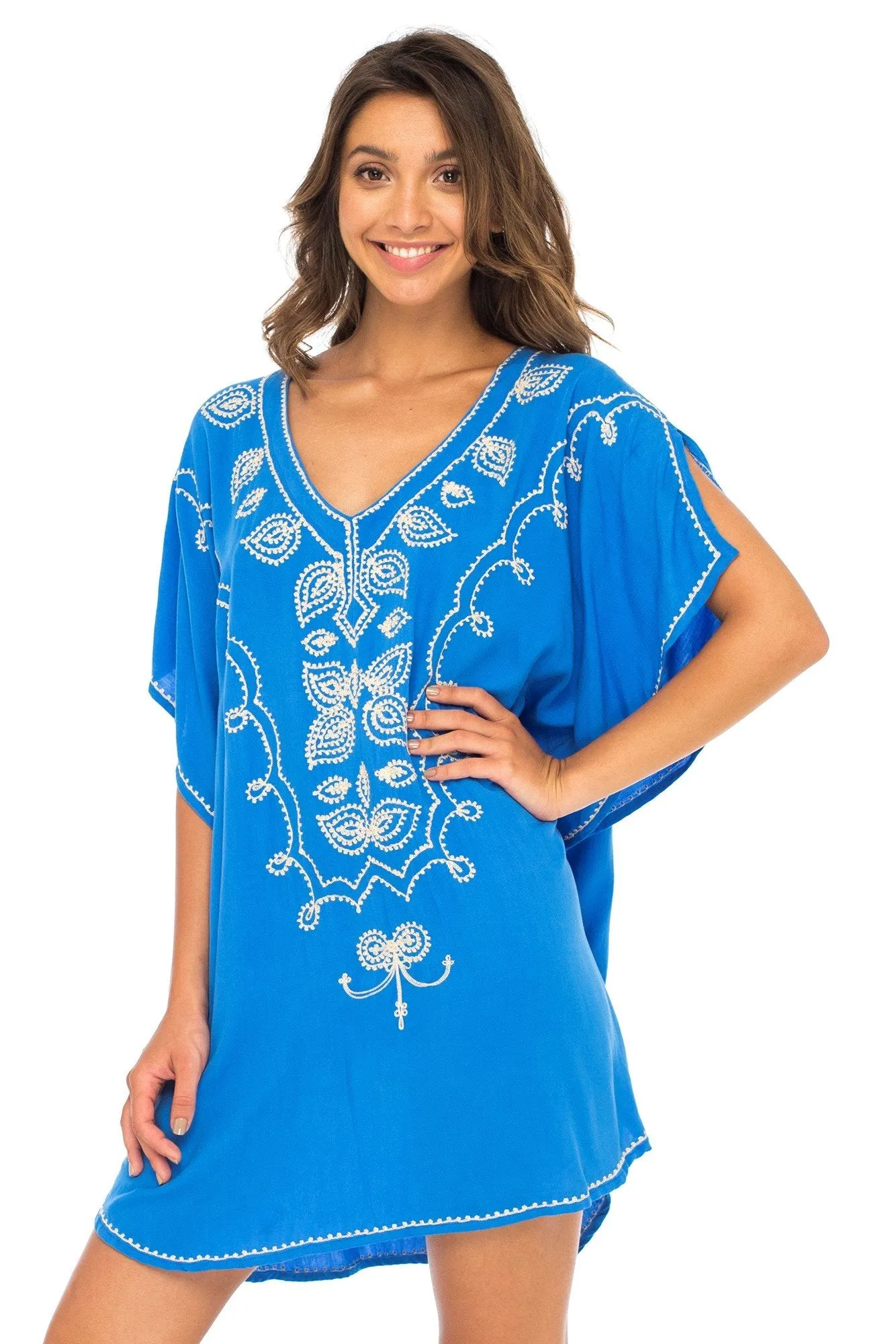 Back From Bali Womens Swimsuit Cover Up Bathing Suit Bikini Swimwear Cover Embroidered Boho Beach Tunic