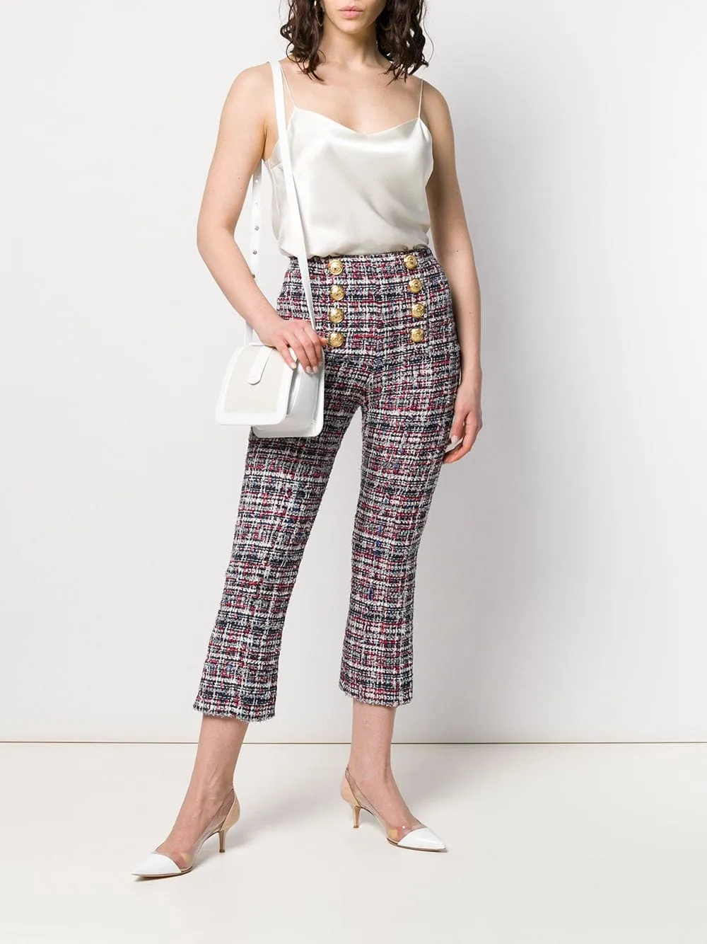 Balmain Button-front tweed trousers