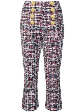 Balmain Button-front tweed trousers