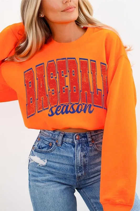 Baseball Oversized Graphic Fleece Sweatshirts