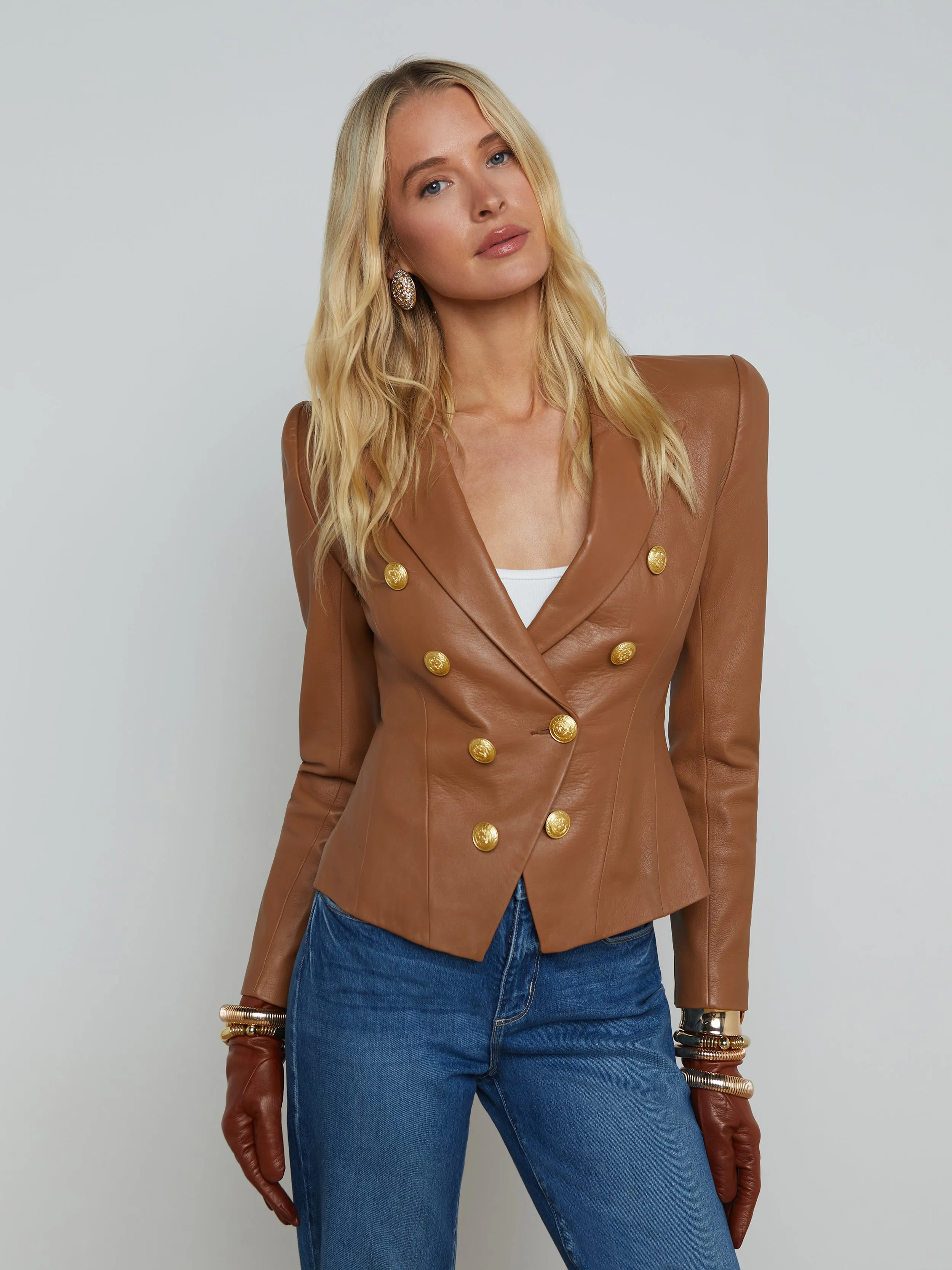 Bethany Leather Tapered Blazer