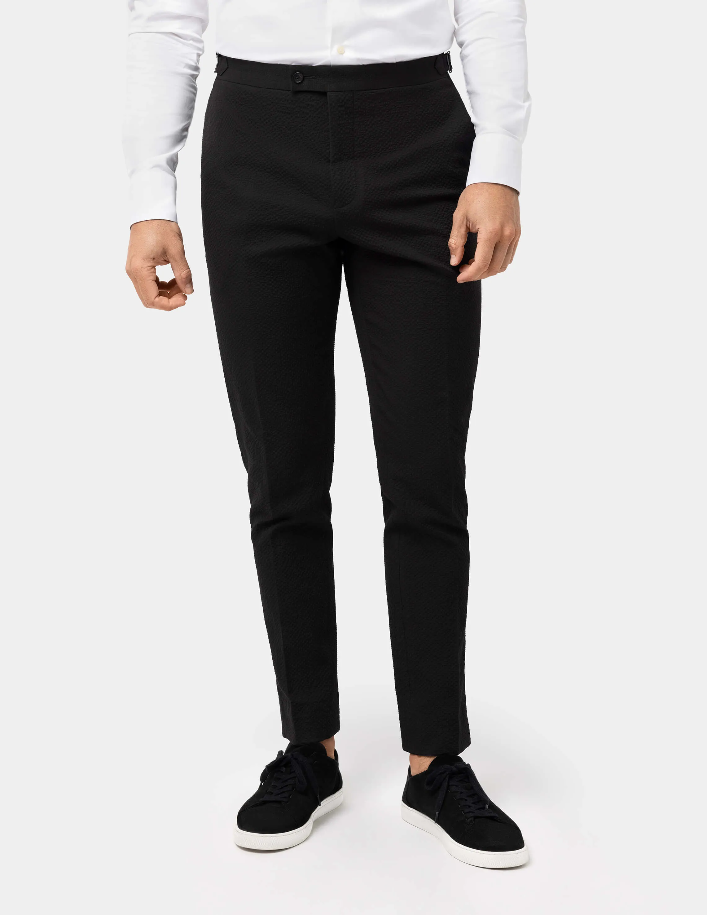 Black Seersucker Trousers