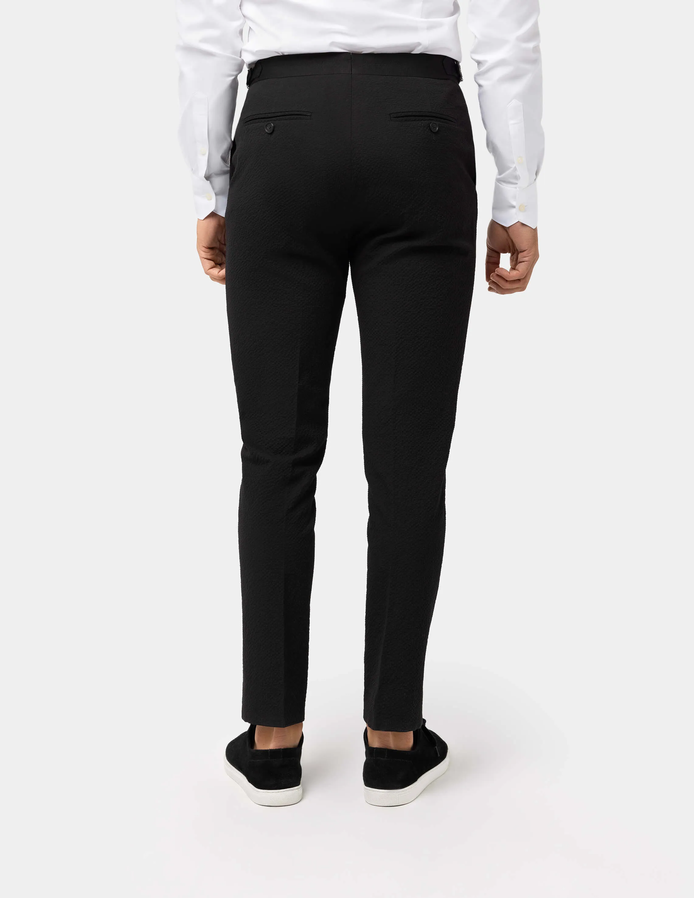 Black Seersucker Trousers