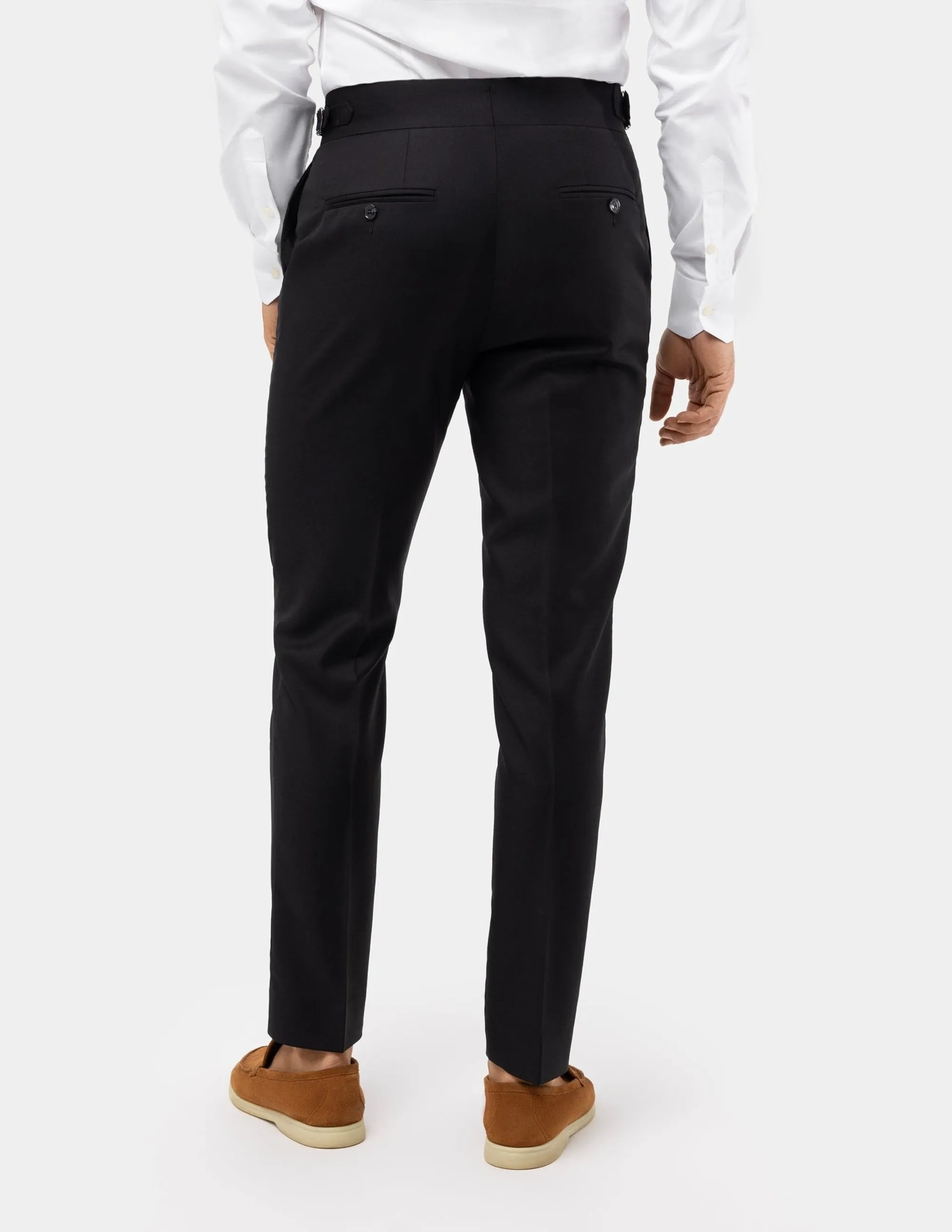 Black Wool Trousers Double Button