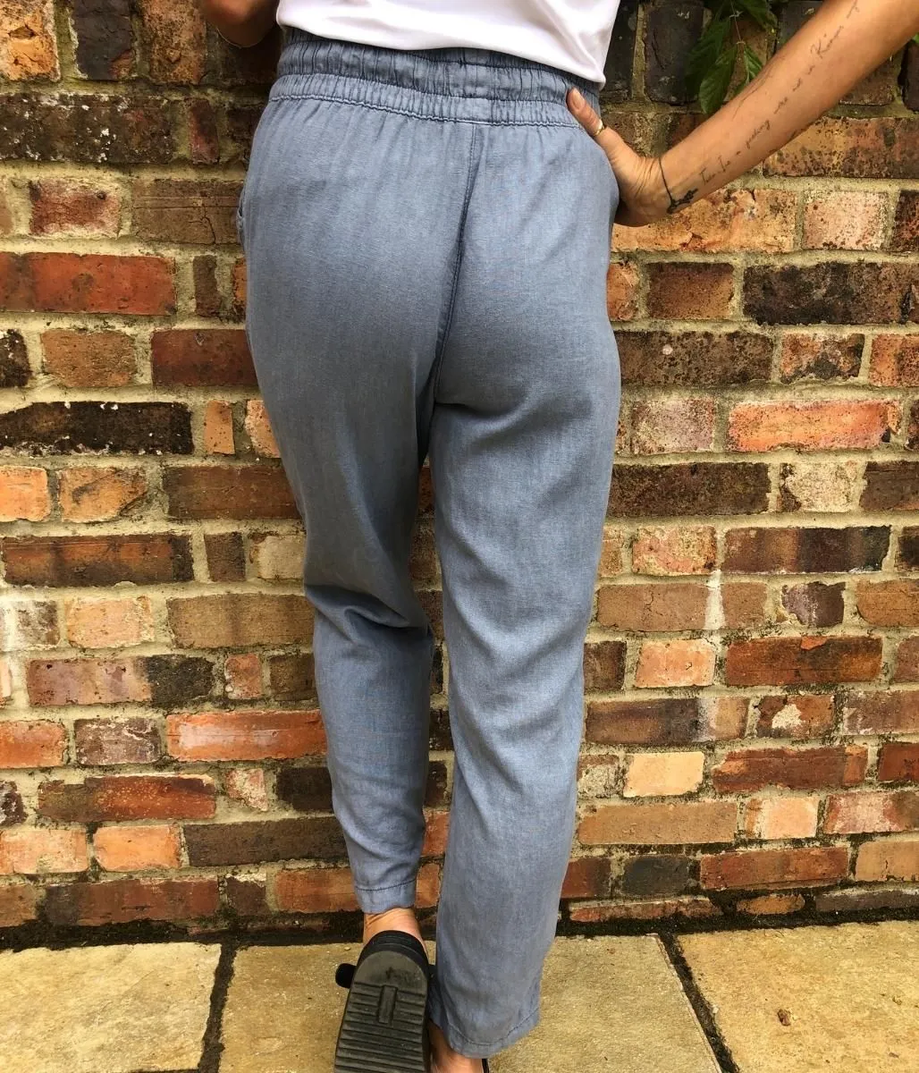 Blue Linen Blend Joggers