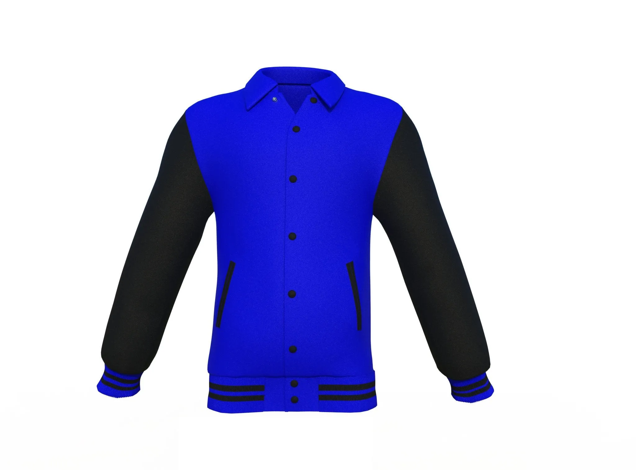 Blue Varsity Letterman Jacket with Black Sleeves