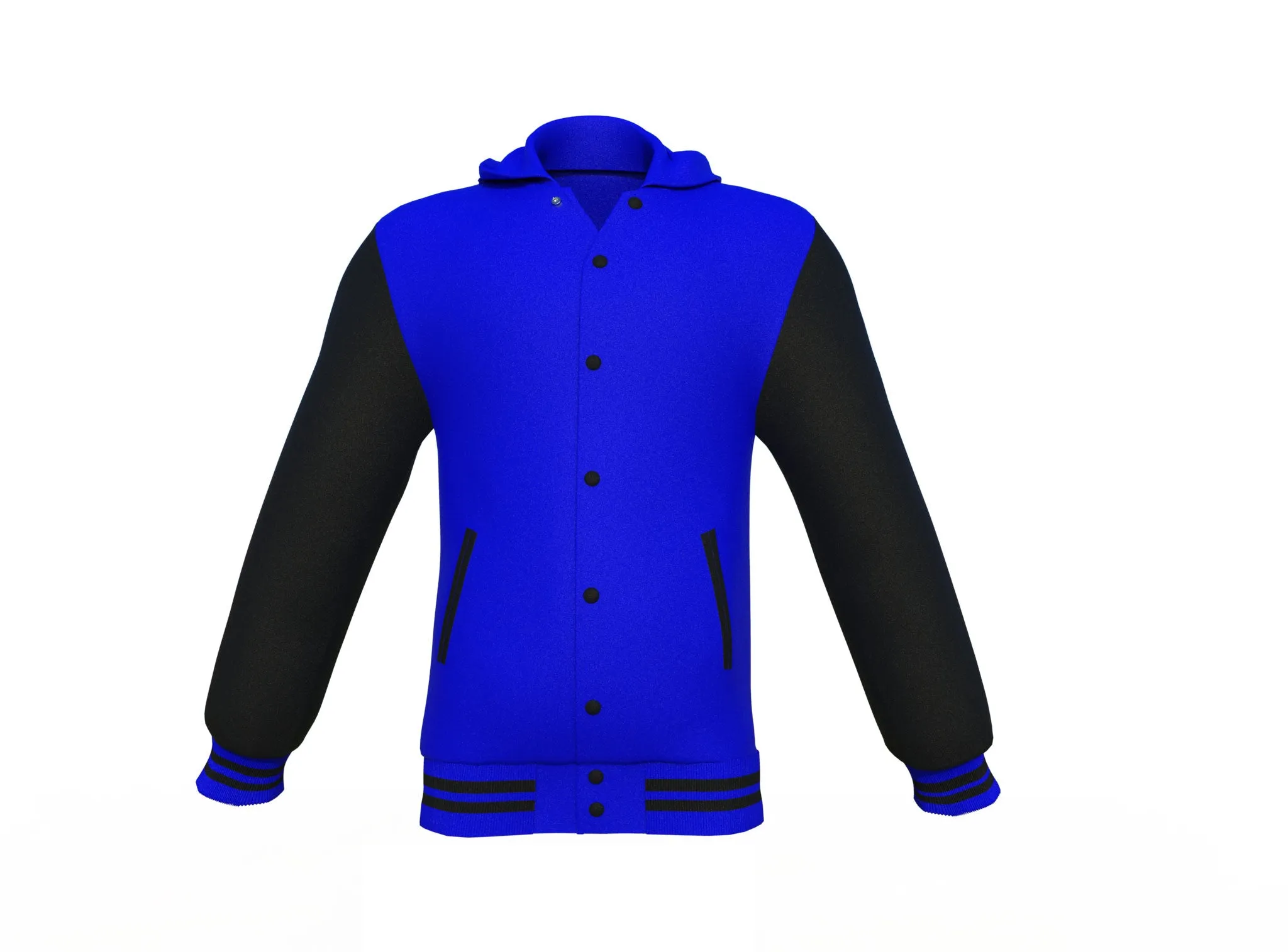 Blue Varsity Letterman Jacket with Black Sleeves