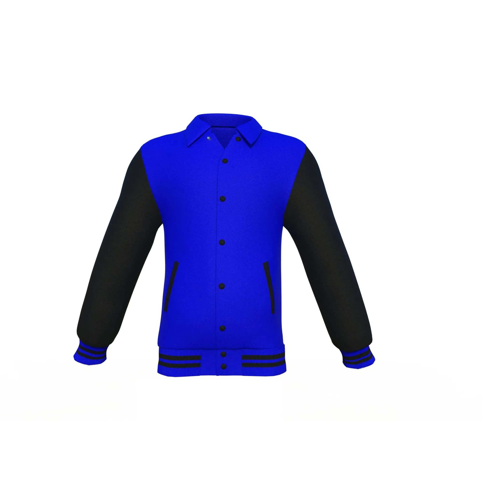 Blue Varsity Letterman Jacket with Black Sleeves