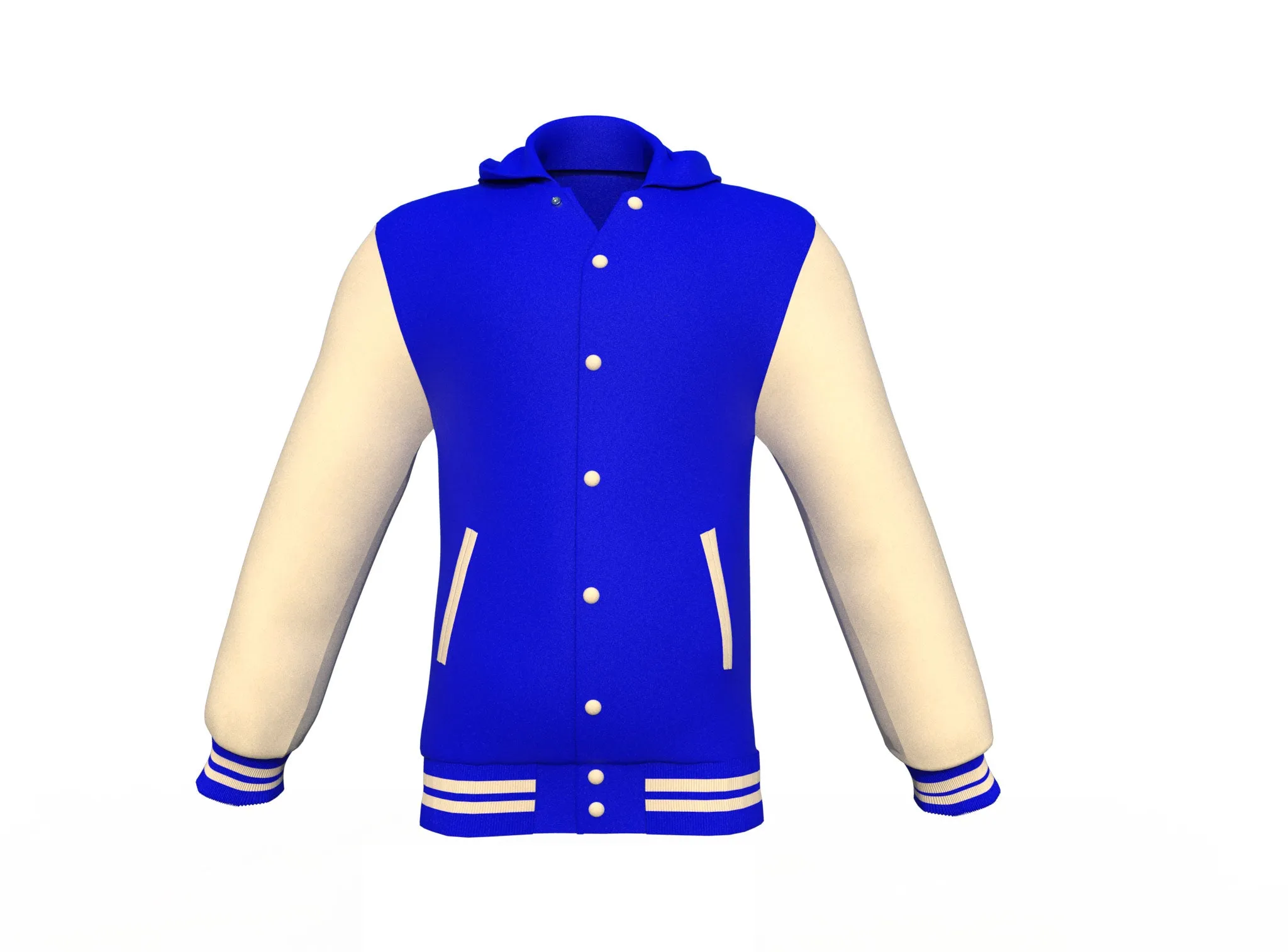 Blue Varsity Letterman Jacket with Cream Sleeves