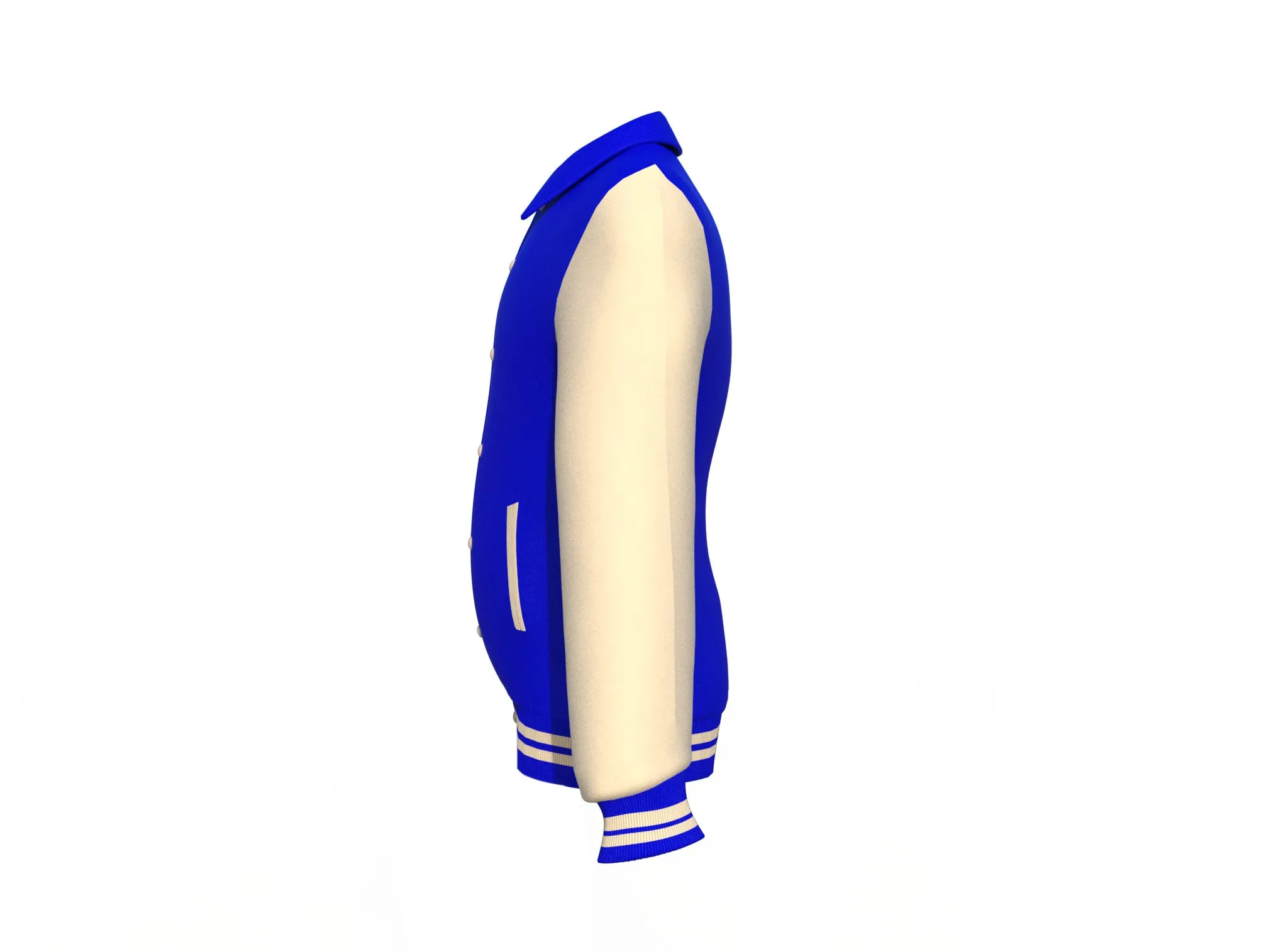 Blue Varsity Letterman Jacket with Cream Sleeves