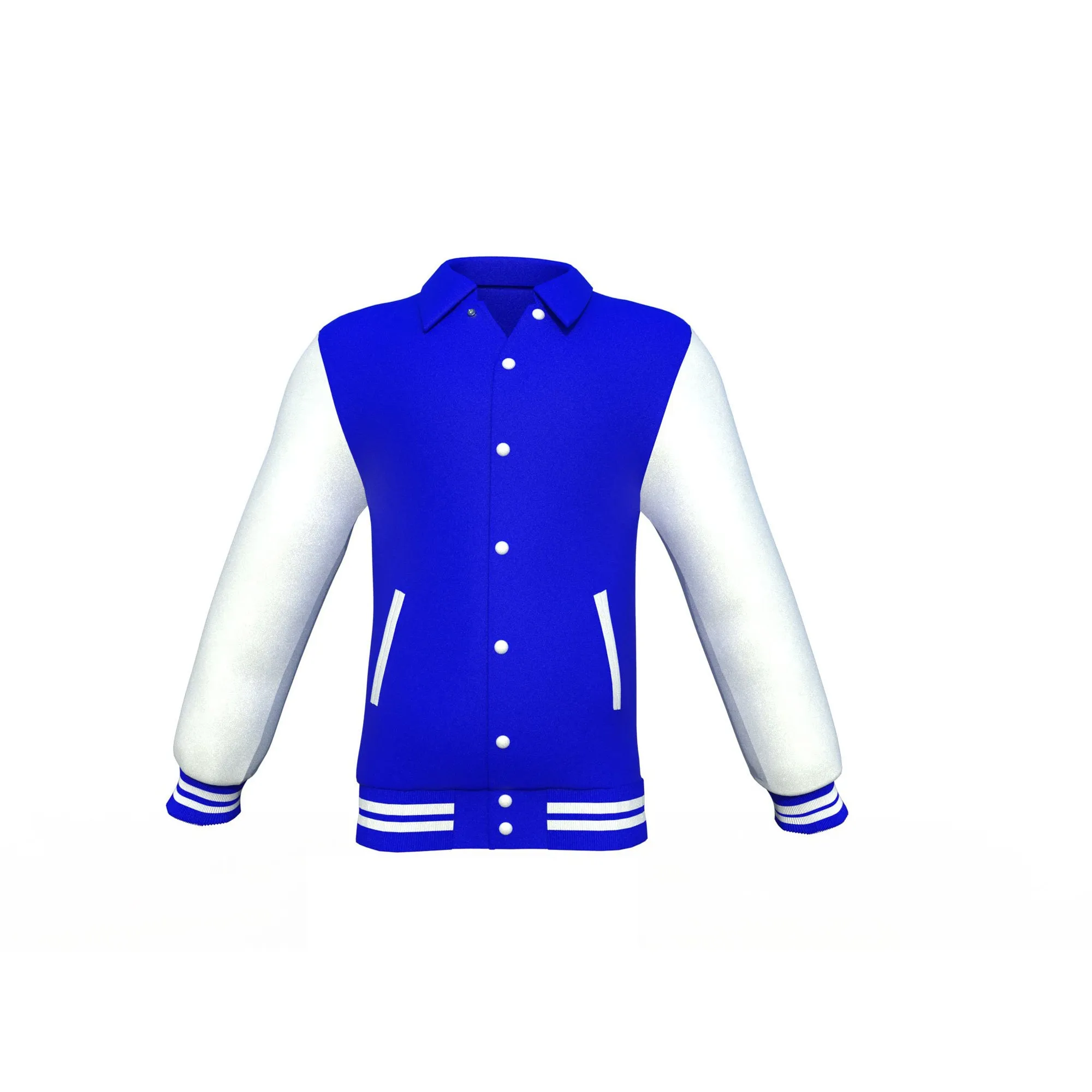 Blue Varsity Letterman Jacket with White Sleeves