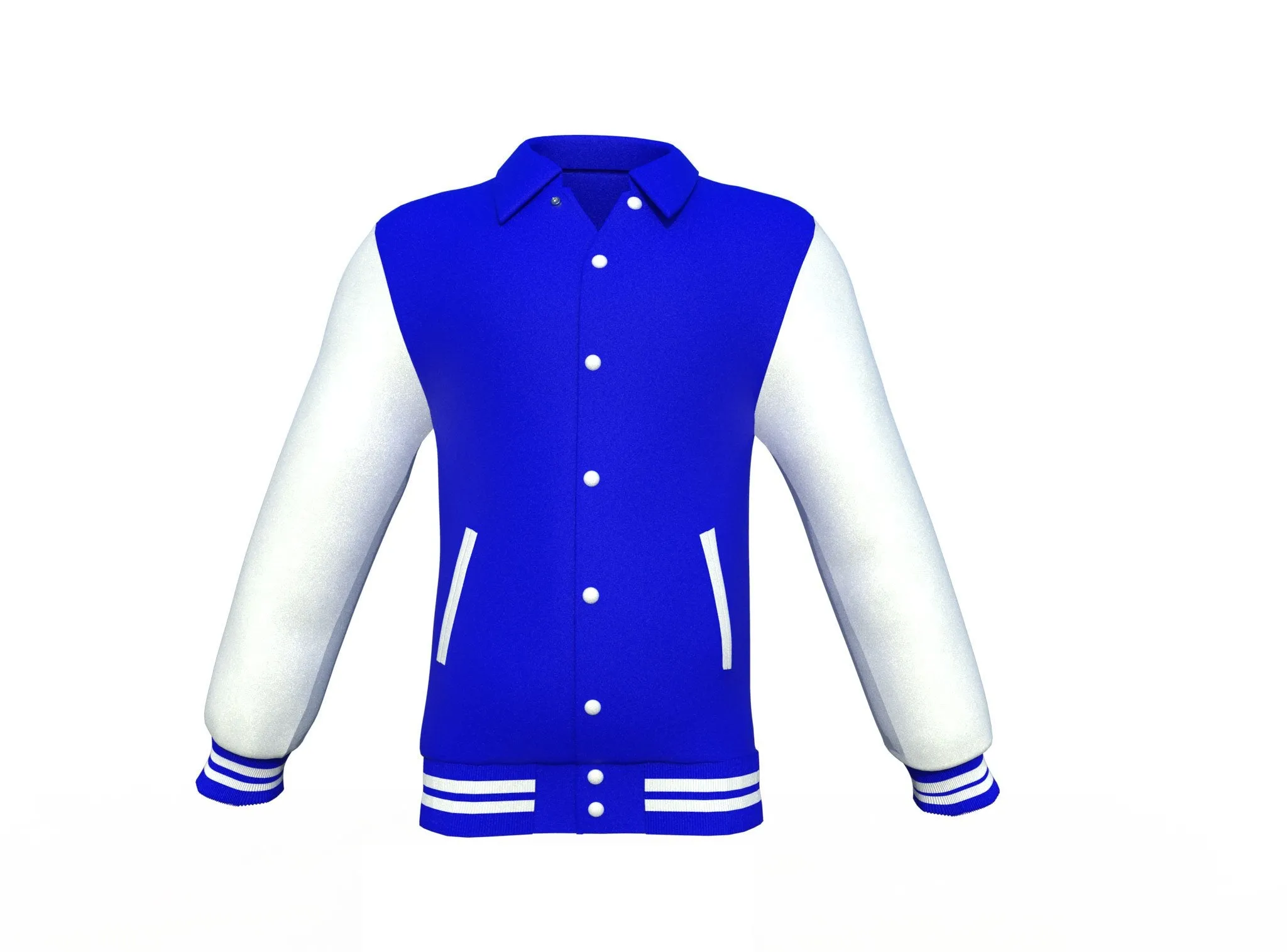 Blue Varsity Letterman Jacket with White Sleeves