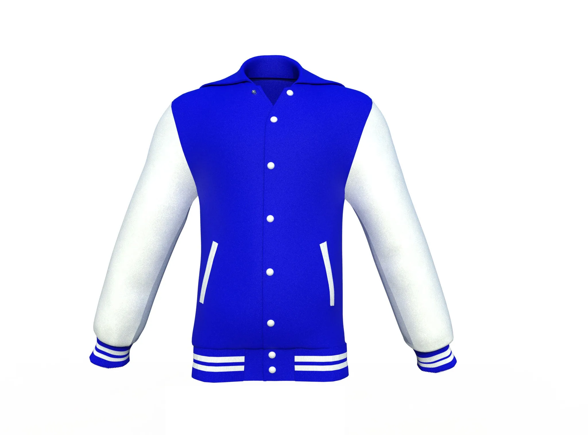 Blue Varsity Letterman Jacket with White Sleeves