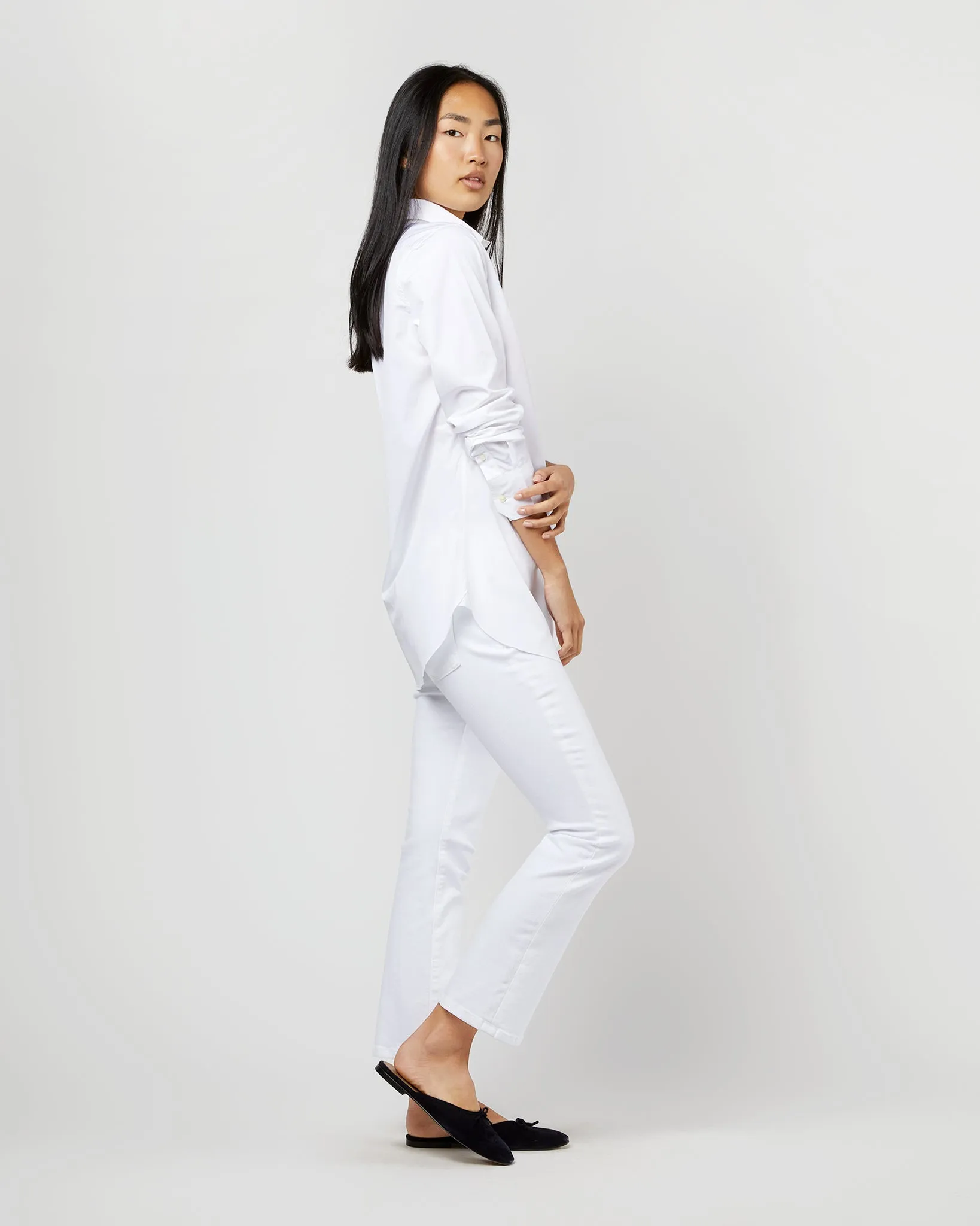 Boyfriend Shirt in White Poplin