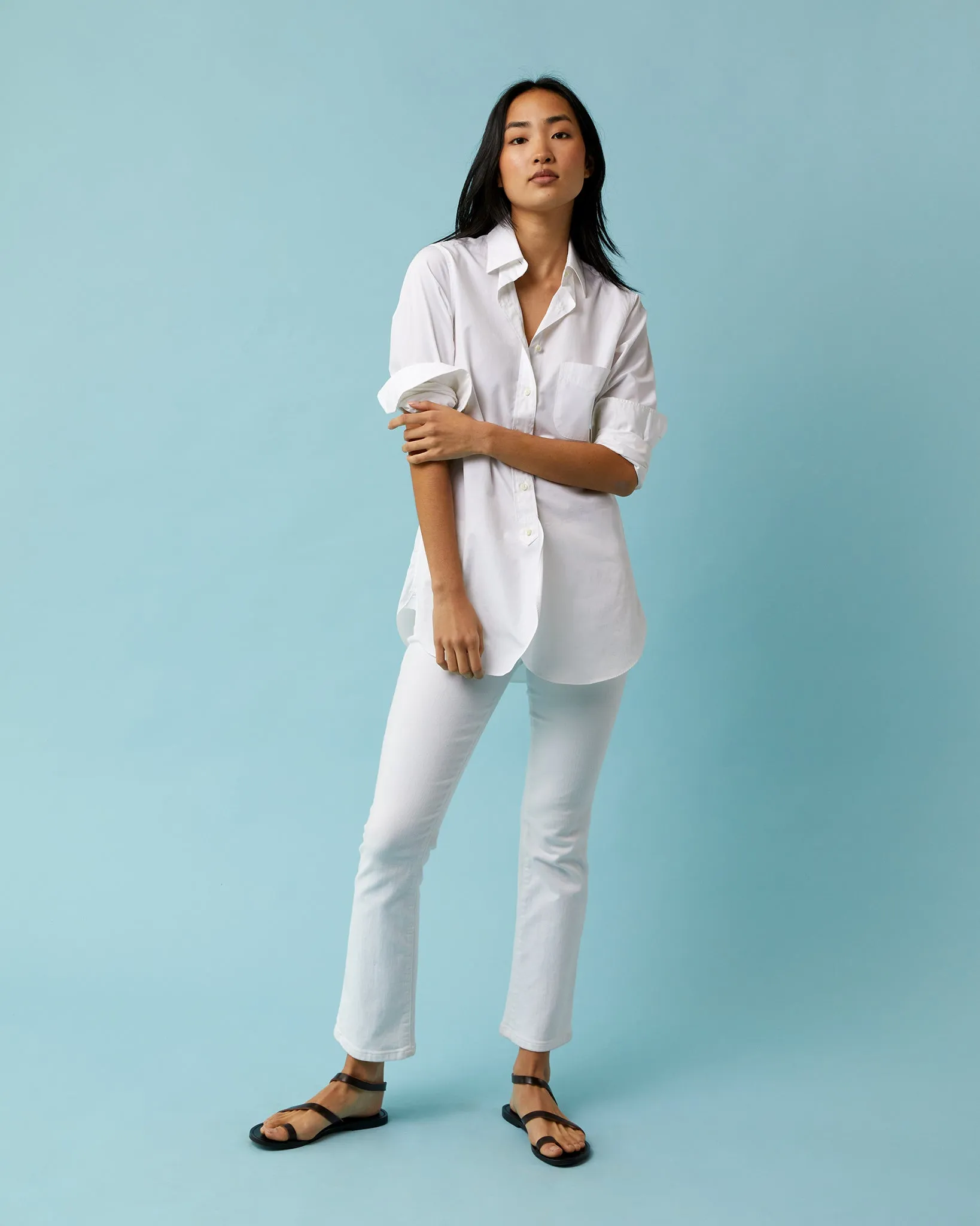 Boyfriend Shirt in White Poplin