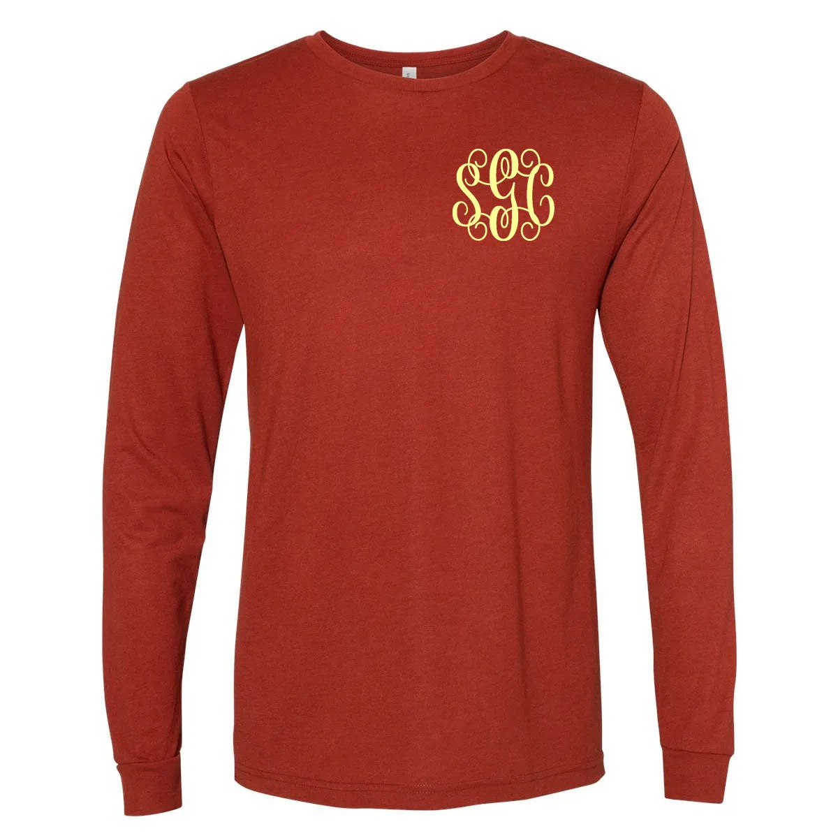 Brick Triblend Monogrammed (Left Chest) Long Sleeve Tee