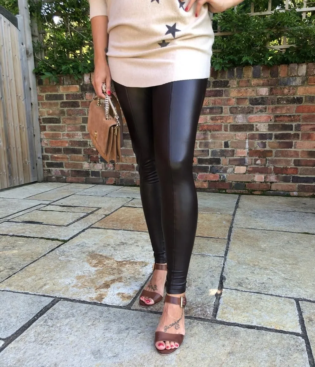 Brown Leather Look Leggings