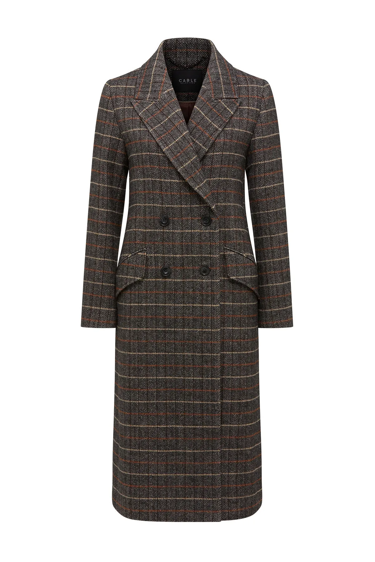 Cable Emma Check Coat Brown Check