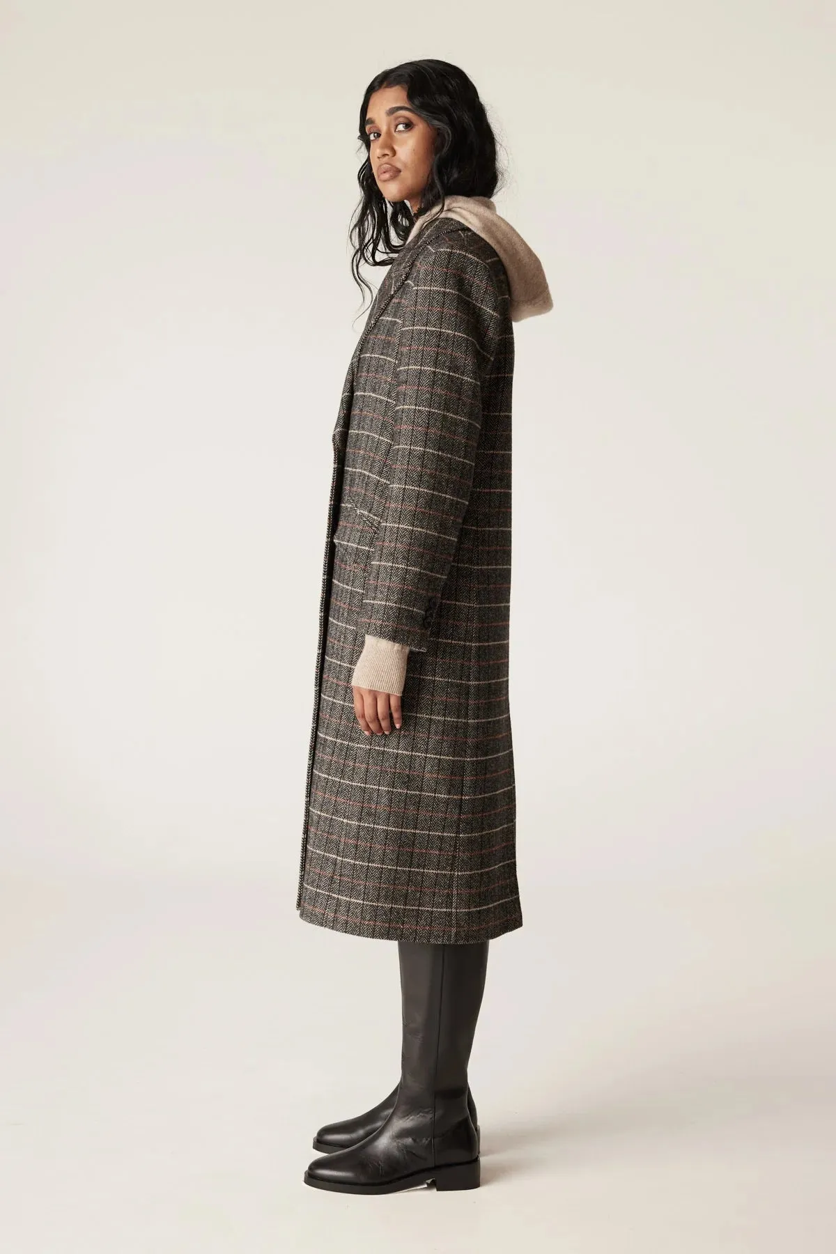 Cable Emma Check Coat Brown Check