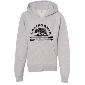 California Arrow Bear Premium Youth Zip-Up Hoodie