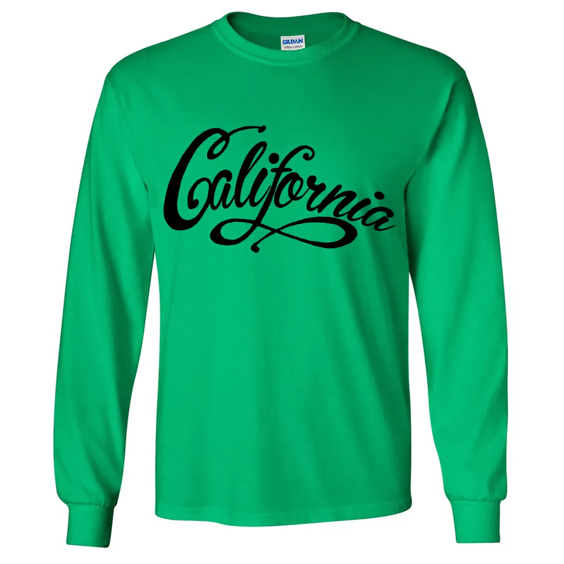 California Beach Script Black Print Long Sleeve Shirt