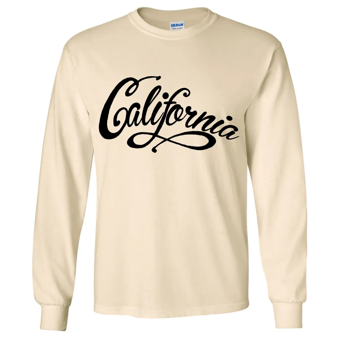 California Beach Script Black Print Long Sleeve Shirt