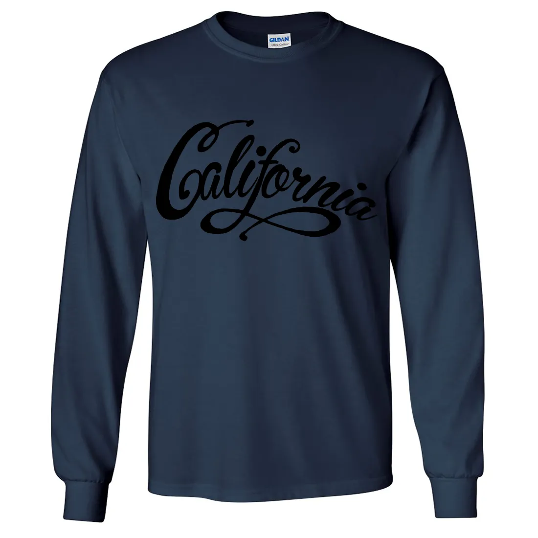 California Beach Script Black Print Long Sleeve Shirt