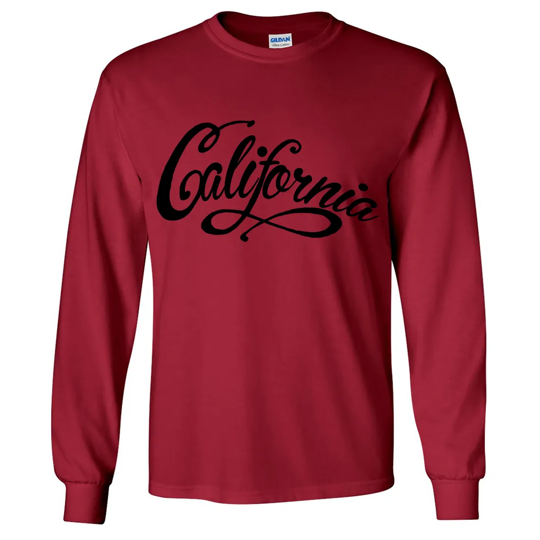 California Beach Script Black Print Long Sleeve Shirt