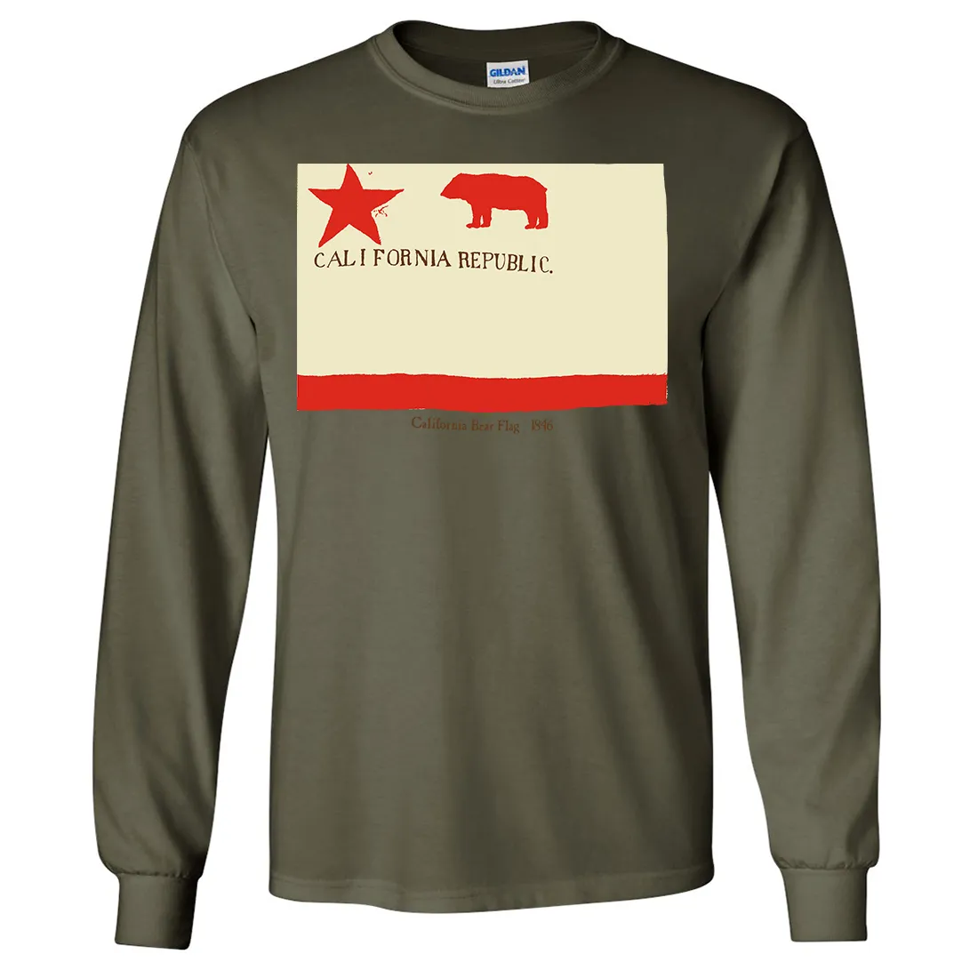 California Republic Bear Flag 1846 Long Sleeve Shirt