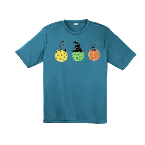 Cat Witch Pumpkin  | Men's Short Sleeve Athletic Shirt | 100% Polyester