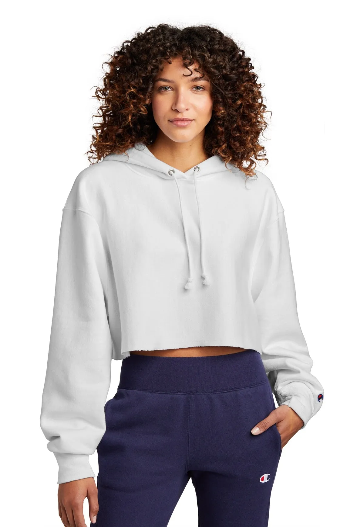 Champion Women's Reverse Weave Cropped Cut-Off Hooded Sweatshirt RW01W