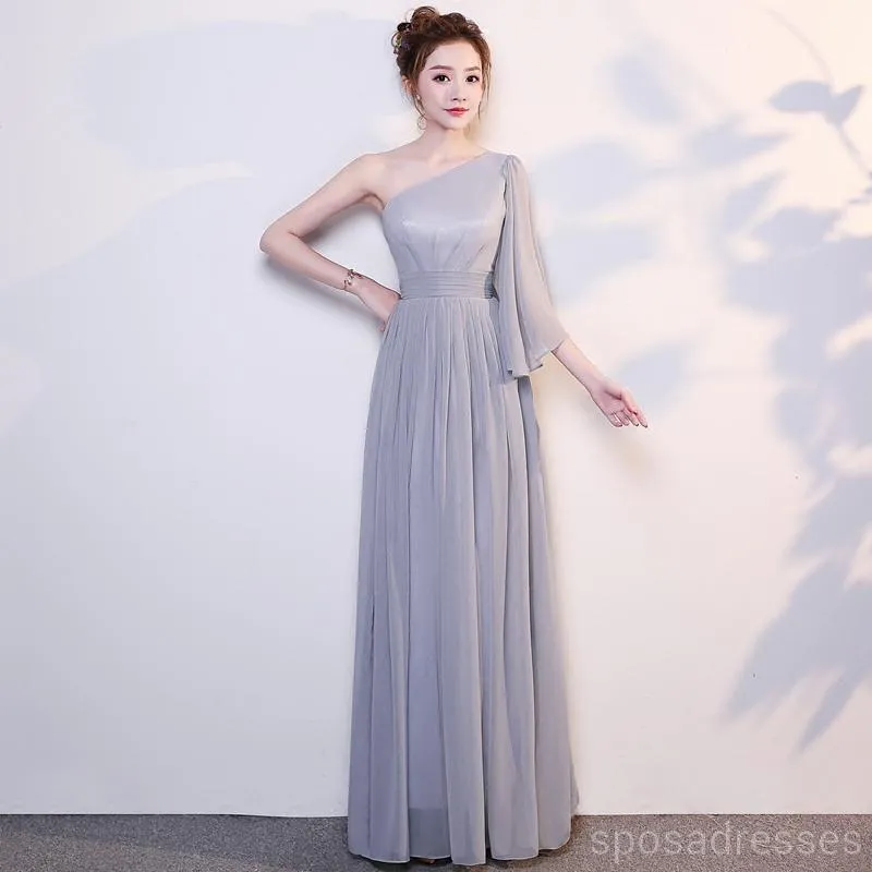 Cheap Grey Floor Length Mismatched Chiffon Bridesmaid Dresses Online, WG540