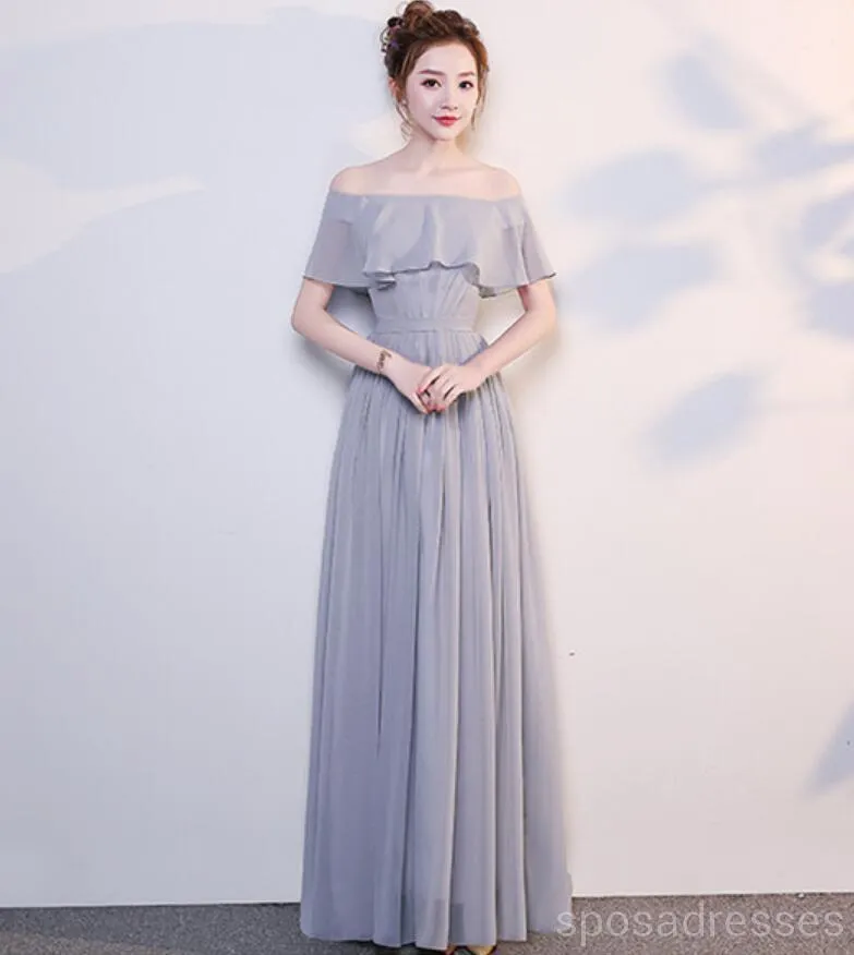 Cheap Grey Floor Length Mismatched Chiffon Bridesmaid Dresses Online, WG540