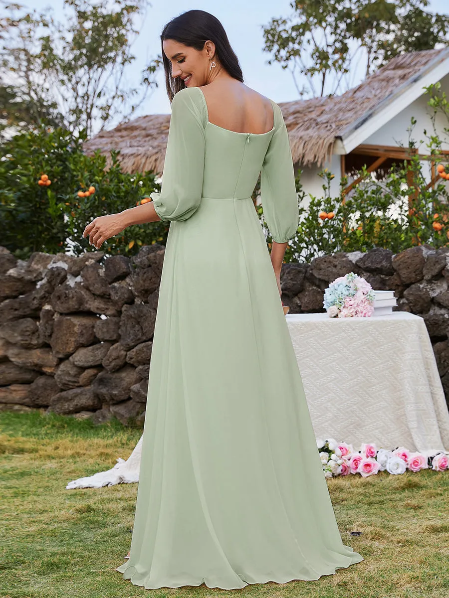 Chiffon Maxi Long One Shoulder Wholesale Evening Dresses With Lantern Sleeves