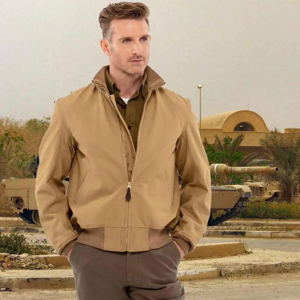 Cockpit USA Mens Wool-Lined WWII American Tanker Jacket - British Khaki