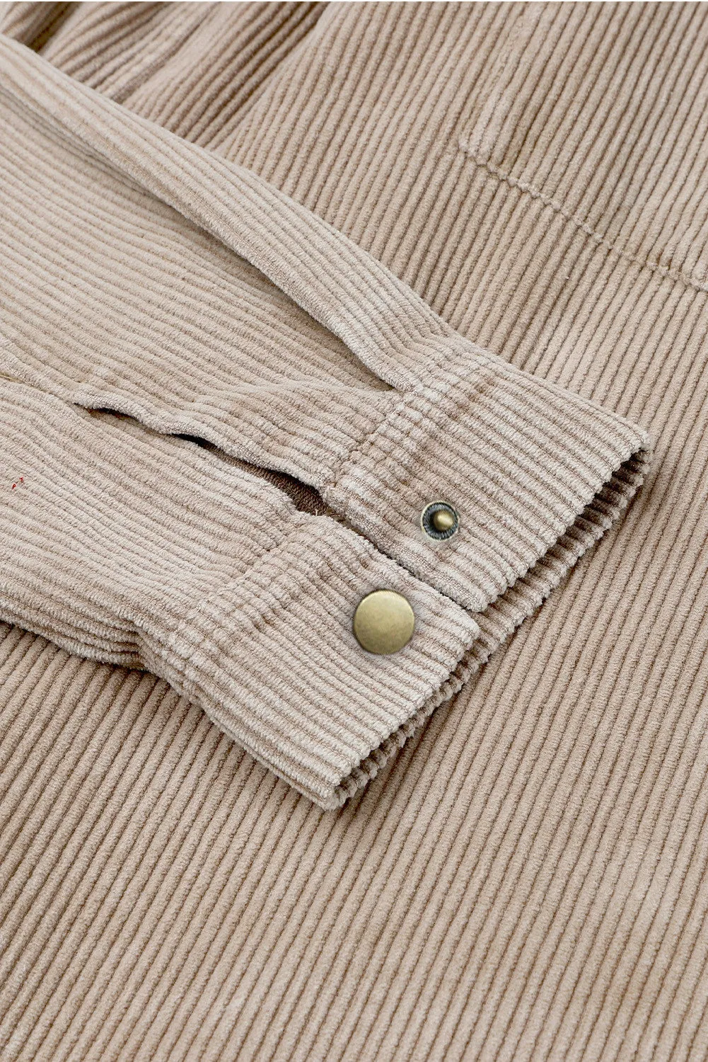 Corduroy Shacket Jacket Button Down Hooded Coat with Pockets