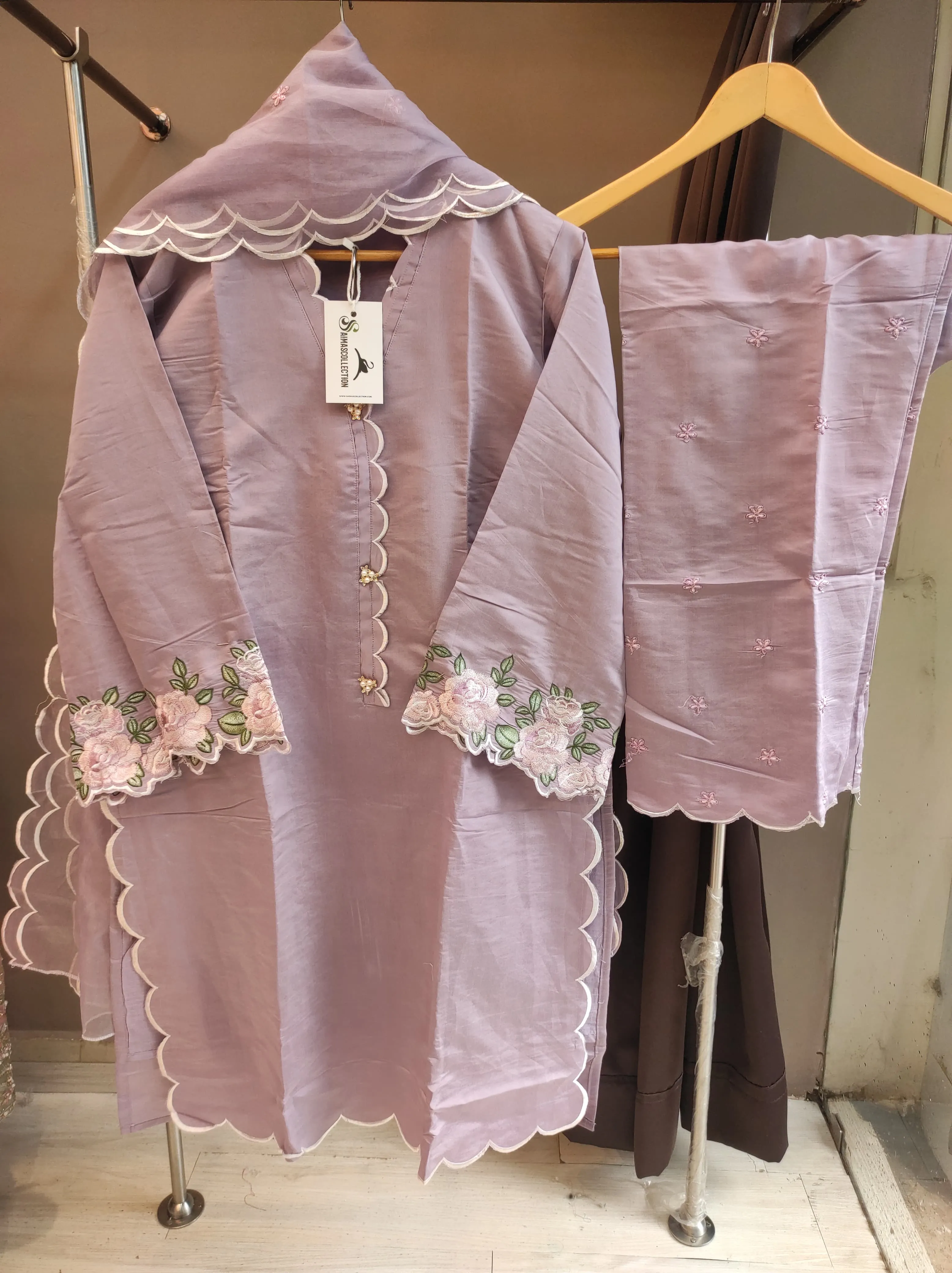 Cotton Satin Tunic Set | Light Purple