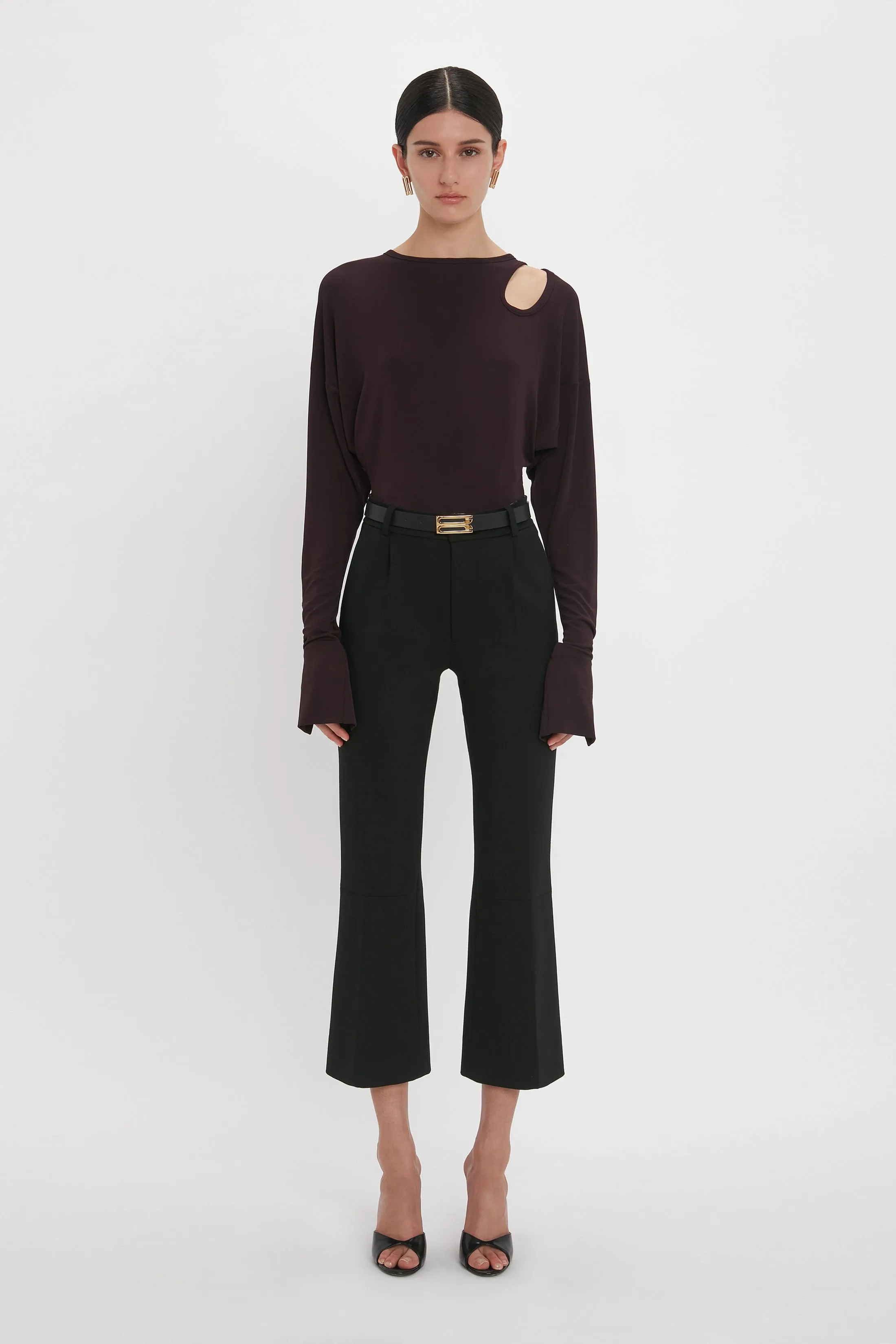 Cropped Kick Trouser In Black