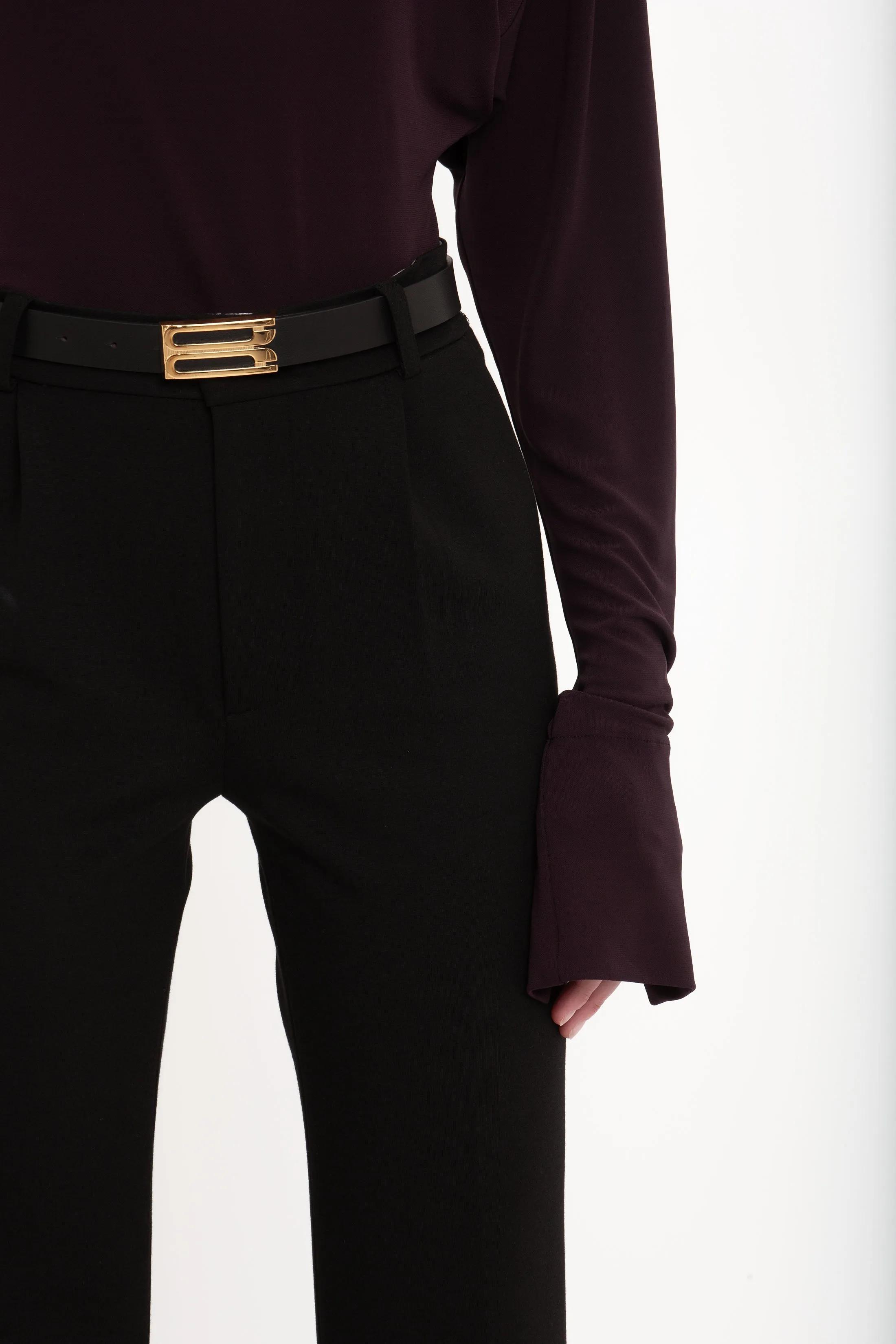 Cropped Kick Trouser In Black