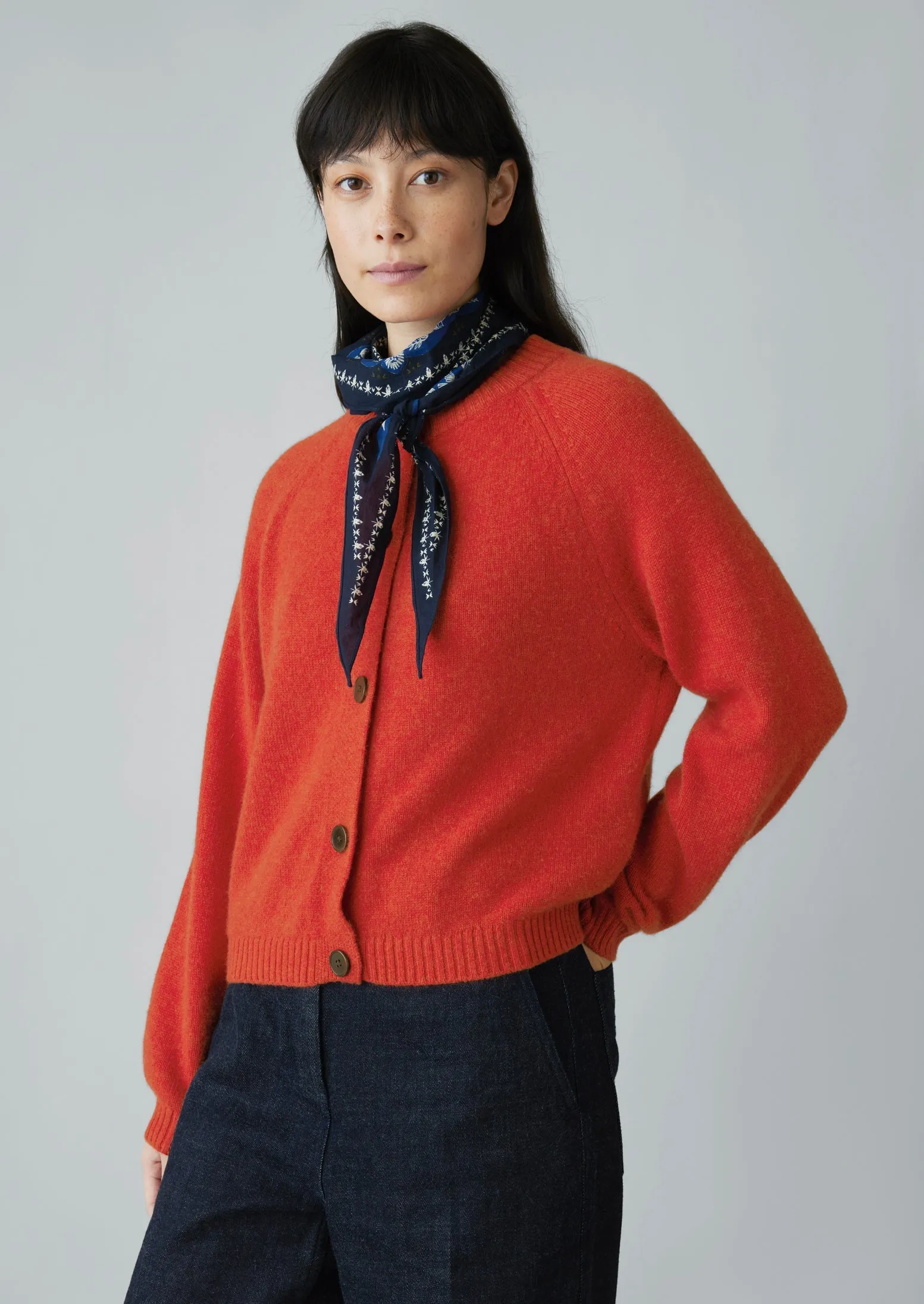 Eden Wool Cashmere Raglan Cardigan | Carmine Red Melange