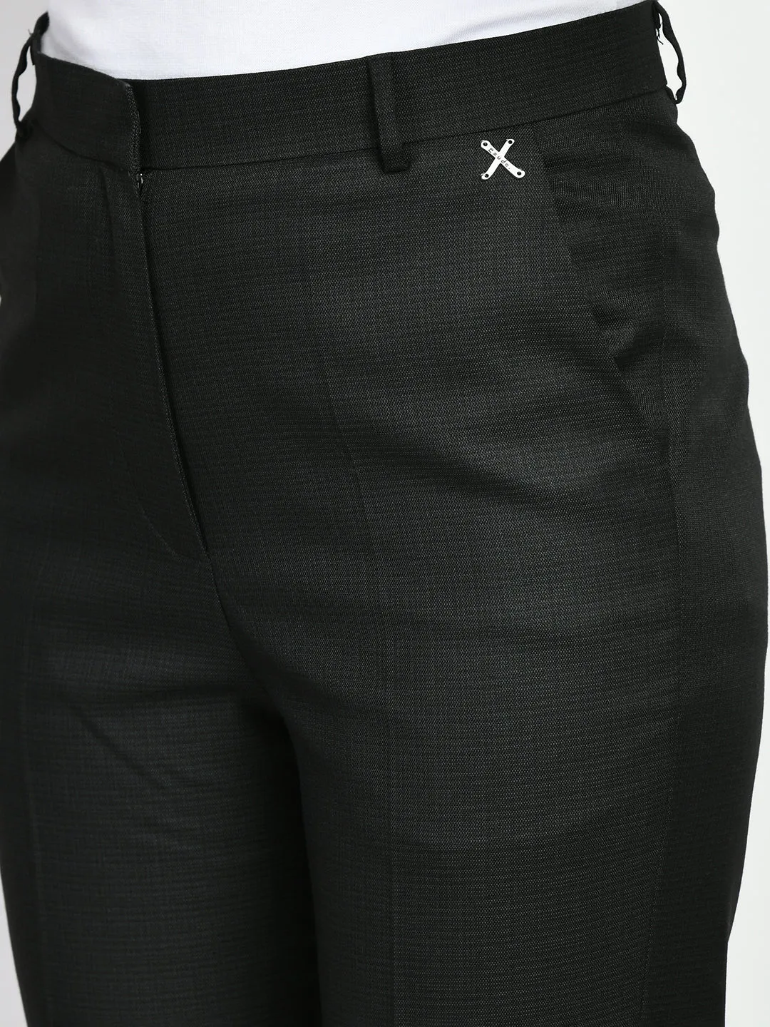 Exude Brilliance Checked Straight Trousers (Black)