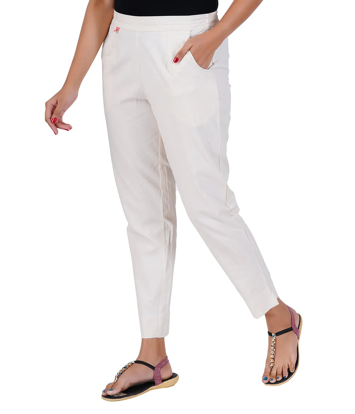 FLEX WHITE COTTON PANTS